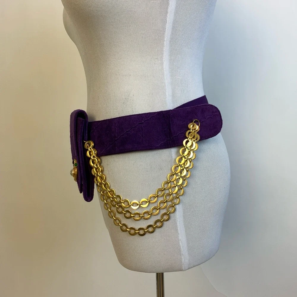 Vintage Suede Belt w/Gold Chains SOLD!!! - Picture 4 of 14